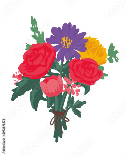 Illustration of a bouquet of assorted flowers