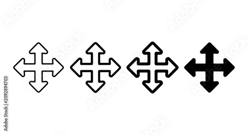 Bild auf Leinwand Four Move Arrows Icons, Cursor Pointer Symbols, Directional Navigation Elements,