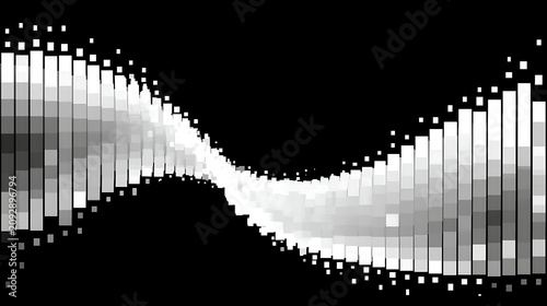 Abstract Black and White Digital Wave Pattern with Pixelated Design