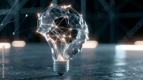 Innovative Light Bulb with Digital Network Structure and glowing connections
