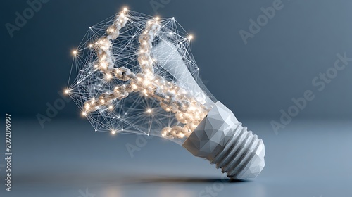 Creative Digital Illustration of a Light Bulb with Abstract Technology Elements