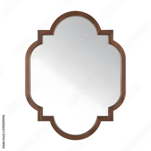 Quatrefoil Shaped Wall Mirror with Dark Wood Frame for Elegant Home Decor and Interior Design processed (62)
