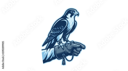 Falcon Perched on Gloved Hand.