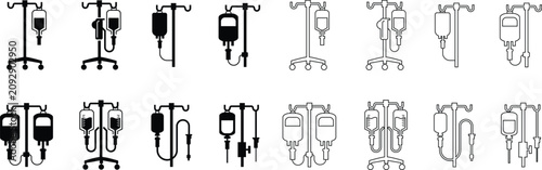 Cuadro en lienzo Infusion stand flat, line icons set