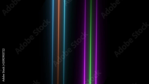 Abstract background with vertical glowing neon light lines in vibrant colors like blue orange green and purple arranged in a modern digital pattern for technology design concepts and motion graphics