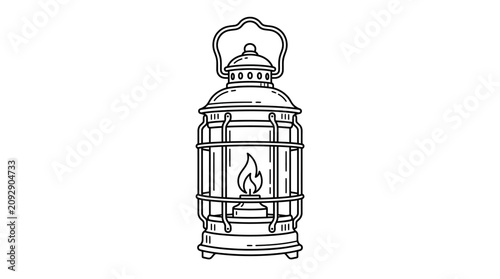 Foto Vintage Oil Lantern Outline Vector