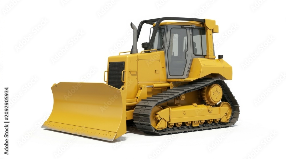 Obraz premium Yellow Bulldozer on White Background