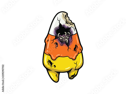 Foto Halloween Themed Candy Corn As A Rotting Tooth With A Gaping Hole Infested By Wr