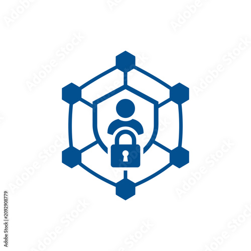 A blue digital icon representing secure user data protection