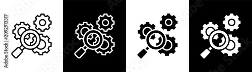 Machine inspection white icon set design