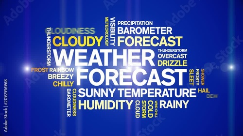 Weather Forecast animated word cloud-text design animation tag kinetic typography seamless loop.