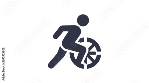 Silhouette of person in wheelchair icon, accessibility symbol, isolated on white