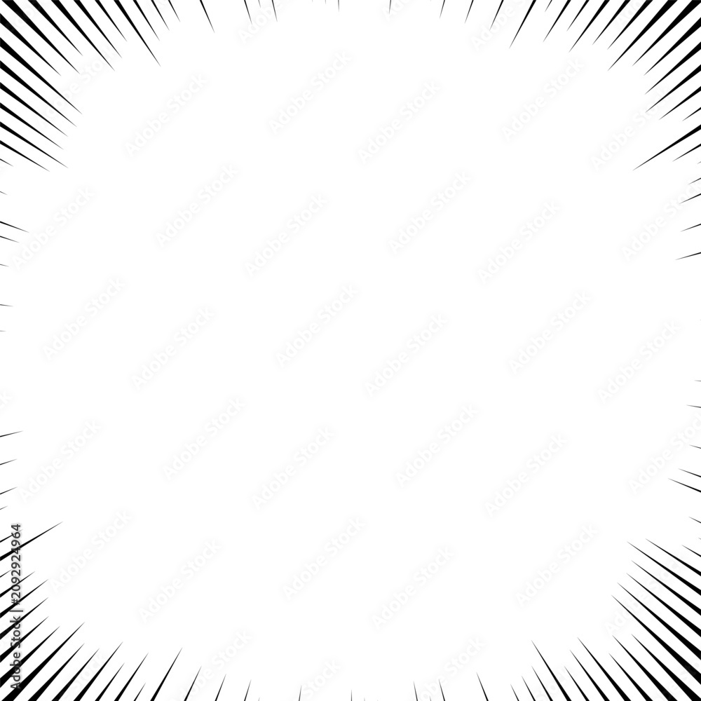Fotografie Explosive Comic Burst Frame with Spiky Black Radial Edges