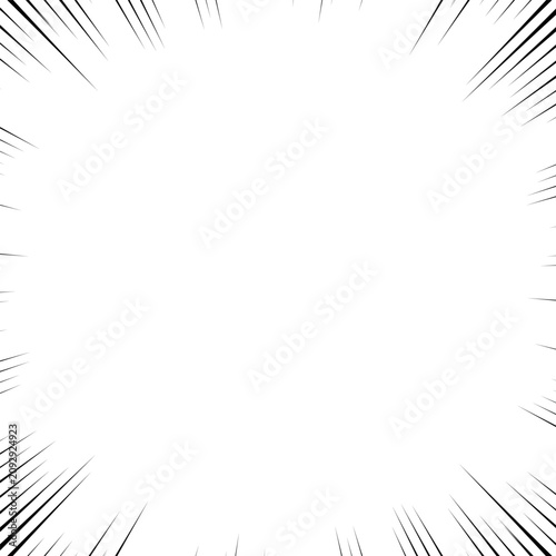 Schilderij op canvas Explosive Comic Burst Frame with Radial Shrapnel Lines
