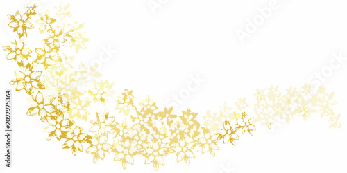 Foto Golden floral ornament with a curved arrangement on a white background