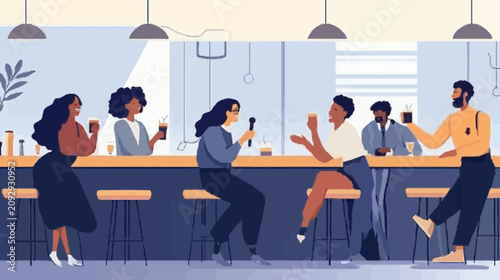 People socializing at a bar enjoying drinks