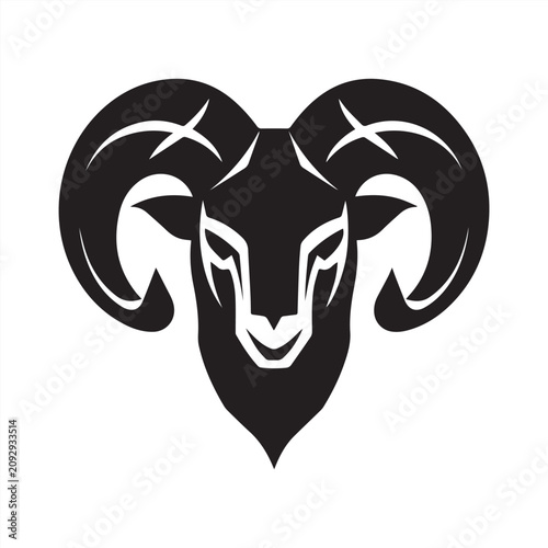 Φωτογραφία Head of ram goat with horns black abstract logo