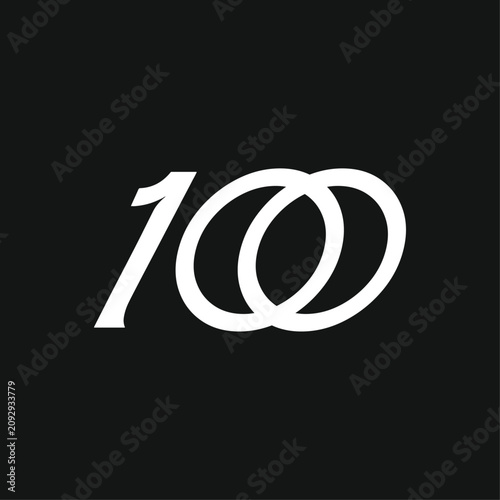 Foto Minimalist Number 100 Logo Design with Elegant Interlocking Zero Monogram