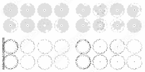 Quadro su tela collection of twelve top down tree plan views in silhouette style view shapes na