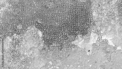 Aged peeling paint and rust texture on concrete wall with weathered abstract ...