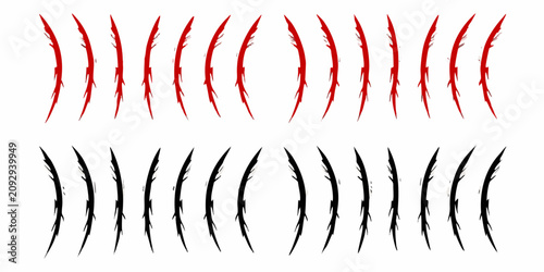 Foto Claw Scratch Marks Collection Red And Black Vector Illustration
