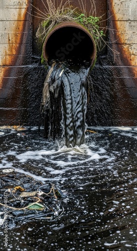 Stormwater Drain Overflowing with Polluted Water.