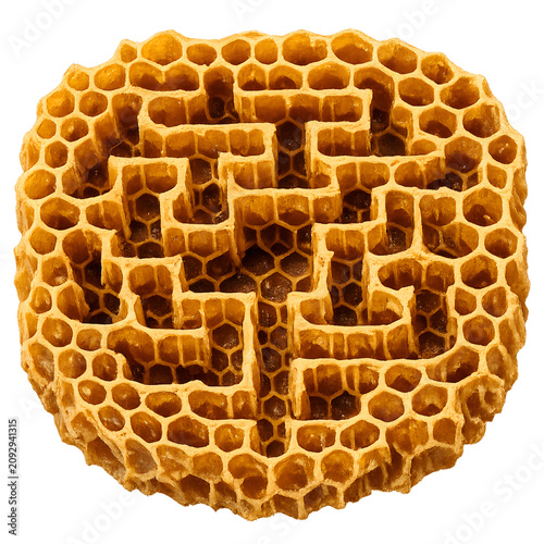 Top Down View of Intricate Honeycomb Pattern in Golden Brown Waffle Texture