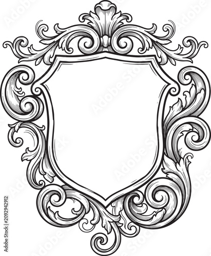 Obraz na płótnie Ornate heraldic cartouche template in black and white