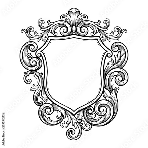 Konstfotografi Ornate heraldic cartouche template in black and white