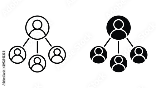 Organization hierarchy and team structure icon set with hierarchy, organization