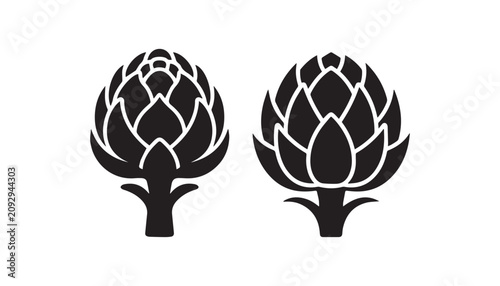 Foto black and white silhouette set of Artichoke very high quality vector illustration
