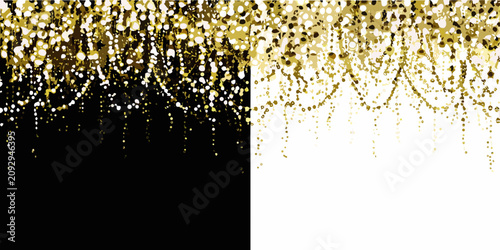 Schilderij op canvas Gold glitter pattern on a split black and white background