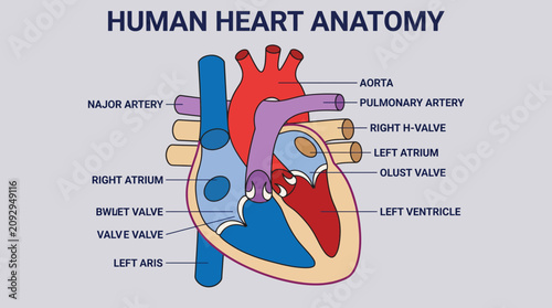 Foto Human Heart Anatomy Cross Section Diagram