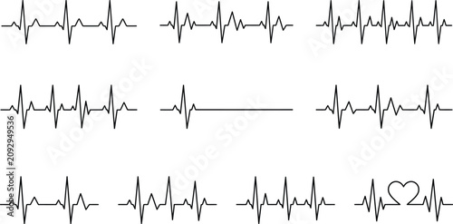 Foto medical heartbeat line pulse ekg ecg cardiogram vector silhouette graphic elemen