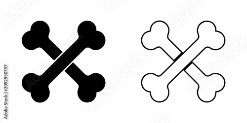 Photos Crossed bones icons solid and outlined versions on a white background