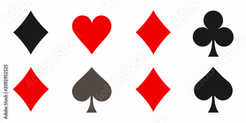 Fotografía Playing Card Suits Hearts Diamonds Clubs And Spades Vector Illustration