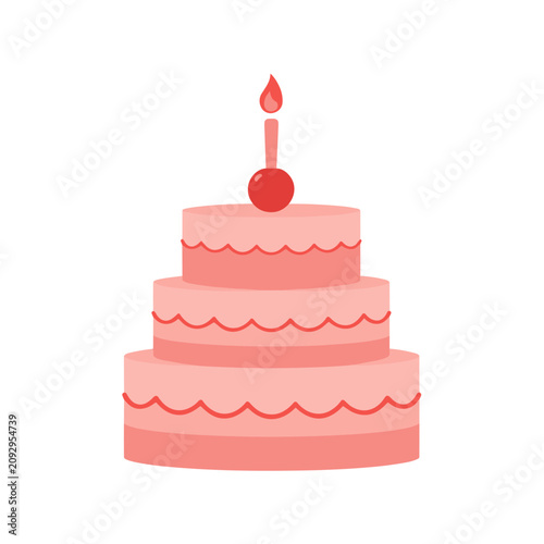 Three Tier Pink Cake with Candle