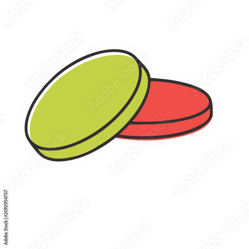 Two colorful pills or tablets