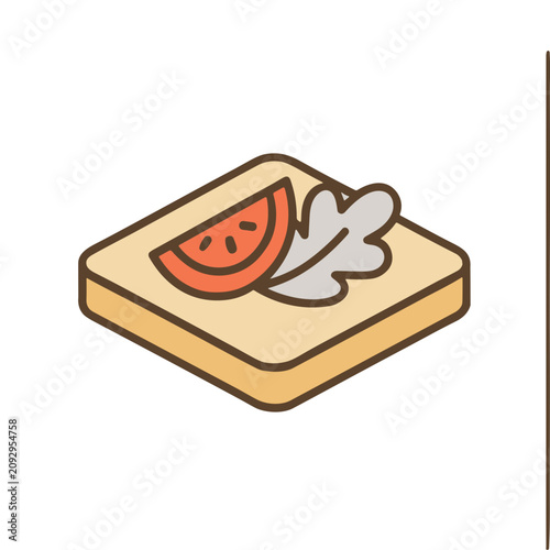 Toast with tomato and lettuce icon