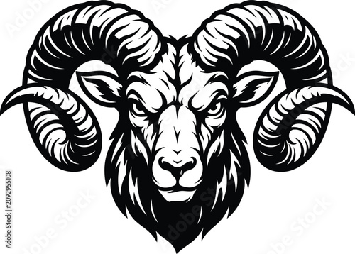 Intense ram head mascot vector illustration for strong team emblem design