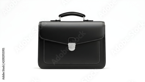 Classic Professional Black Leather Briefcase for Modern Business Executives and Corporate Office Professionals Isolated on White Background