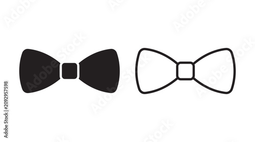 Fotografie Two Bow Ties A Solid Silhouette And An Outline Isolated Silhouette