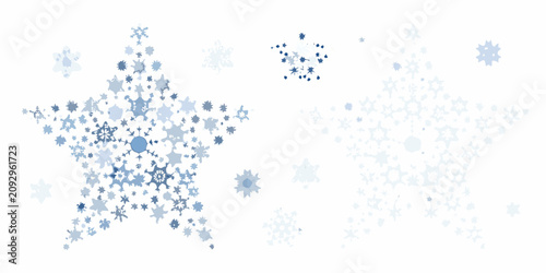 Fotografie Snowflake star composed of smaller snowflakes vector illustration on white backg