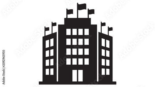 Canvas-taulu Black silhouette icon of a large corporate office building