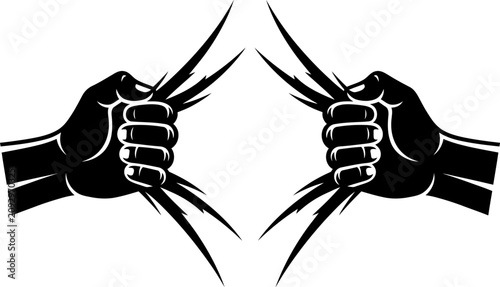 Tablou pe pânză Fists with sharp claws extended in a threatening gesture