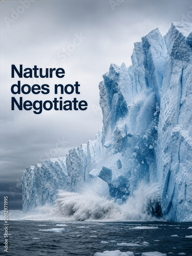 Environmental Warning Quote With Melting Glacier For Climate Action