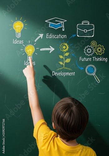 Chalkboard Dreams: A young mind ignites the path to knowledge and bright futures.