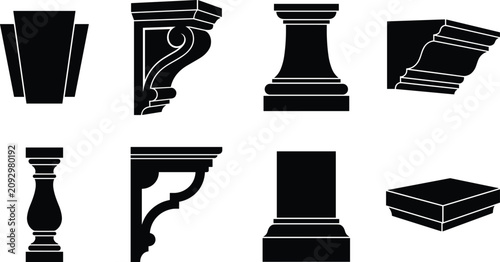 Cuadro en lienzo Classical Architectural Architectural Elements Vector Icon Set Featuring Corbel