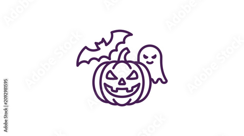 Obraz na płótnie Halloween pumpkin ghost bat icons.