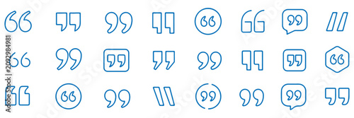 Tableau sur toile Quotation marks icon set with opening and closing quotes, punctuation symbols fo
